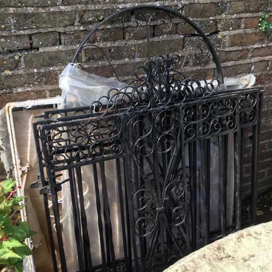 Pair cast iron gates, 3 others & an arched gate(-)